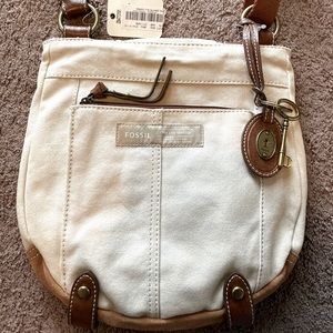 Brand New Fossil Canvas Crossbody Purse